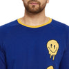 Blue OverSized Melted Smiley Print Sweatshirt
