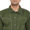 Olive Contrast Stitch Carpenter Shirt