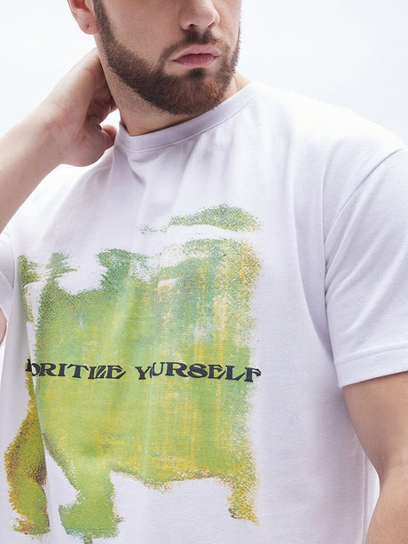 Prioritize White Graphic Oversized Tshirt
