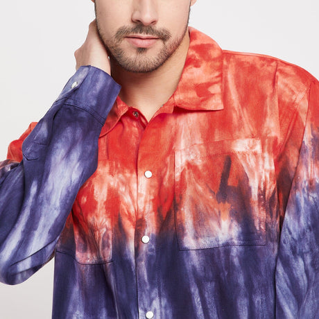 Blue & Red Ombre Dyed Shirt Shirts Fugazee 