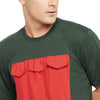 Forest Green Red Patch Pocket Tshirt