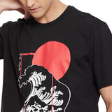 Black Oriental Waves Tshirt & Shorts Clothing Set