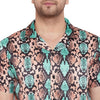 Snake Skin Printed Cuban Shirt and Shorts Combo Set
