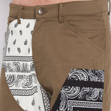 Military And White Paisley Carpenter Trousers