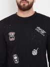 Black Patched Distressed Sweatshirt