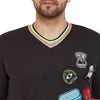 Black Mesh Tattooed Rainbow Taped Tshirt
