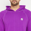 Purple Contrast Stich Oversized Hooded Sweatshirt