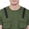 Olive Chest Pocket Taped Tee T-Shirts - Fugazee
