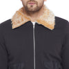 Black Fleece Fur Collar Bomber Jacket