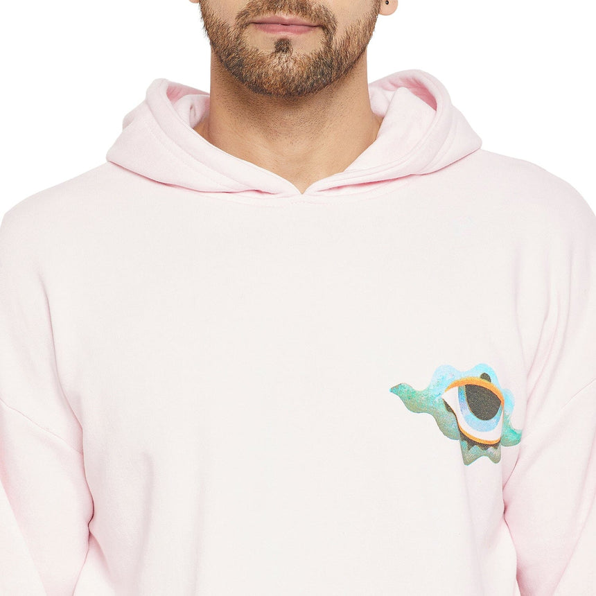 Pink Oversized Graphic Hooded Sweatshirt