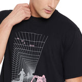 Black Oversized Isolation Printed Tshirt And Shorts Clothing Set