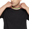 Black Oversized Rainbow Neck Tshirt