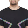 Black Rainbow Reflective Taped Tshirt and Joggers Combo Suit with Face Cover