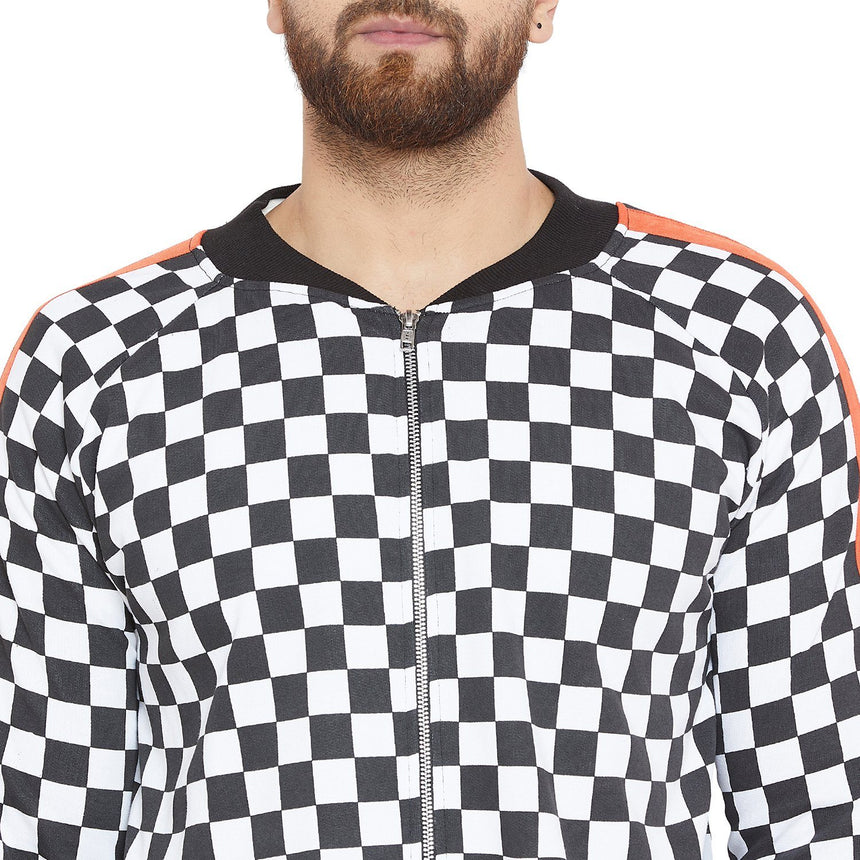 Checkered Print Taped Sweatshirt Sweatshirts - Fugazee