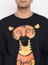 Navy Sleepy Tiger Oversized Graphic Sweatshirt