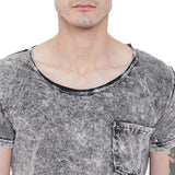 Acid Washed Deep Scoop Neck Tshirt T-Shirts - Fugazee