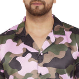 Urban Camo Printed Cuban Shirt and Shorts Combo Set