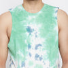 Green & Blue Cloud Wash Vest and Shorts Clothing Set