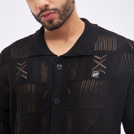 Black Crochet Knitted Shirt Shirts Fugazee 