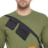 Olive Contrast Patch Pocket Sweatshirt