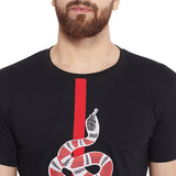 Black Snake Patch Curved Hem Tee T-Shirts - Fugazee
