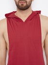 Red Hooded Stringer Vest Vest - Fugazee