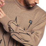 Beige Flames Oversized Sweater