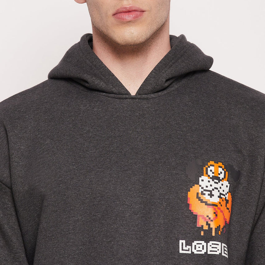 Charcoal Loser Graphic Hooded Sweatshirt Sweatshirts Fugazee 