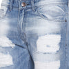 Blue Heavy Distressed Raw Patch Denim