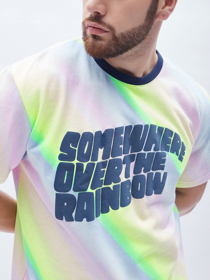 Rainbow Tie Dye Oversized Graphic T-Shirt