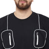 Black Chest Pocket Reflective Piping Tshirt and Joggers Combo Suit Suits - Fugazee