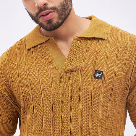 Mustard Knit Polo Tshirt