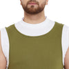 Olive and White Layered Sleeveless Tshirt