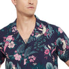 Navy Floral Print Cuban Shirt
