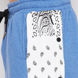 Blue Melange Paisley Snapbutton Shorts