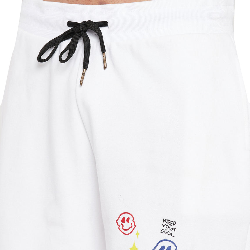 White Smiley Oversized Graphic Tshirt & Shorts Combo Set Clothing Set Fugazee 