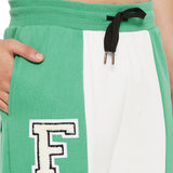 Green And White Cut-Sew Hoodie & Joggers Combo Tracksuit
