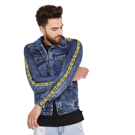 Crime Scene Taped Denim Jacket Jackets - Fugazee