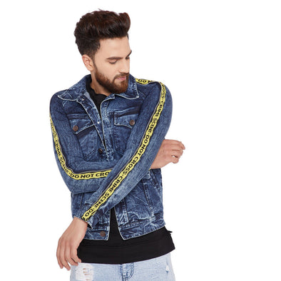 Crime Scene Taped Denim Jacket Jackets - Fugazee