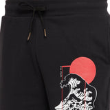 Black Oriental Waves Tshirt & Shorts Clothing Set