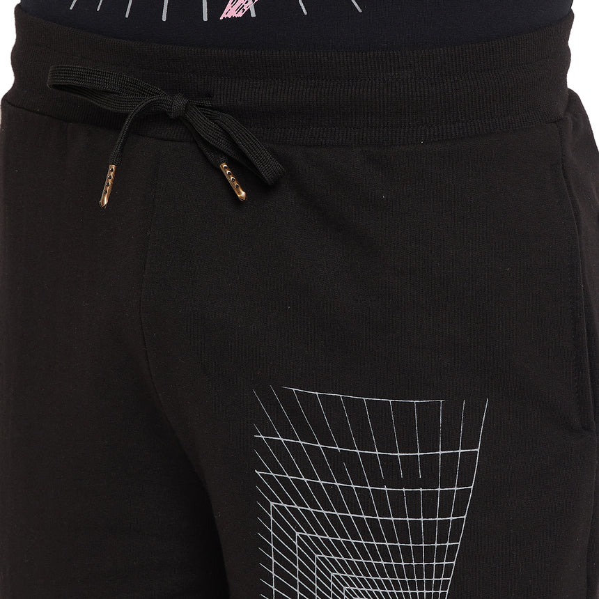 Black Oversized Isolation Printed Tshirt And Shorts Clothing Set