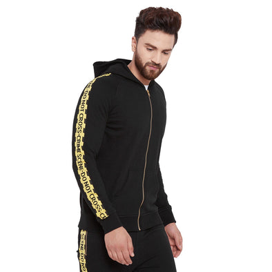 Black Caution Taped Hoodie Sweatshirts - Fugazee