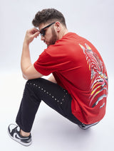 Red Zebra Graphic Oversized Tshirt