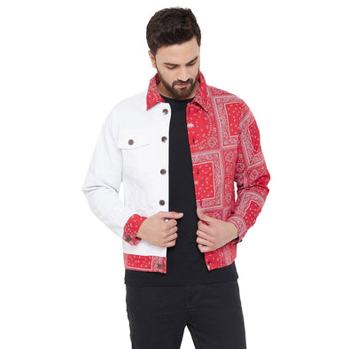 Red Paisley Print Twill Jacket Jackets - Fugazee