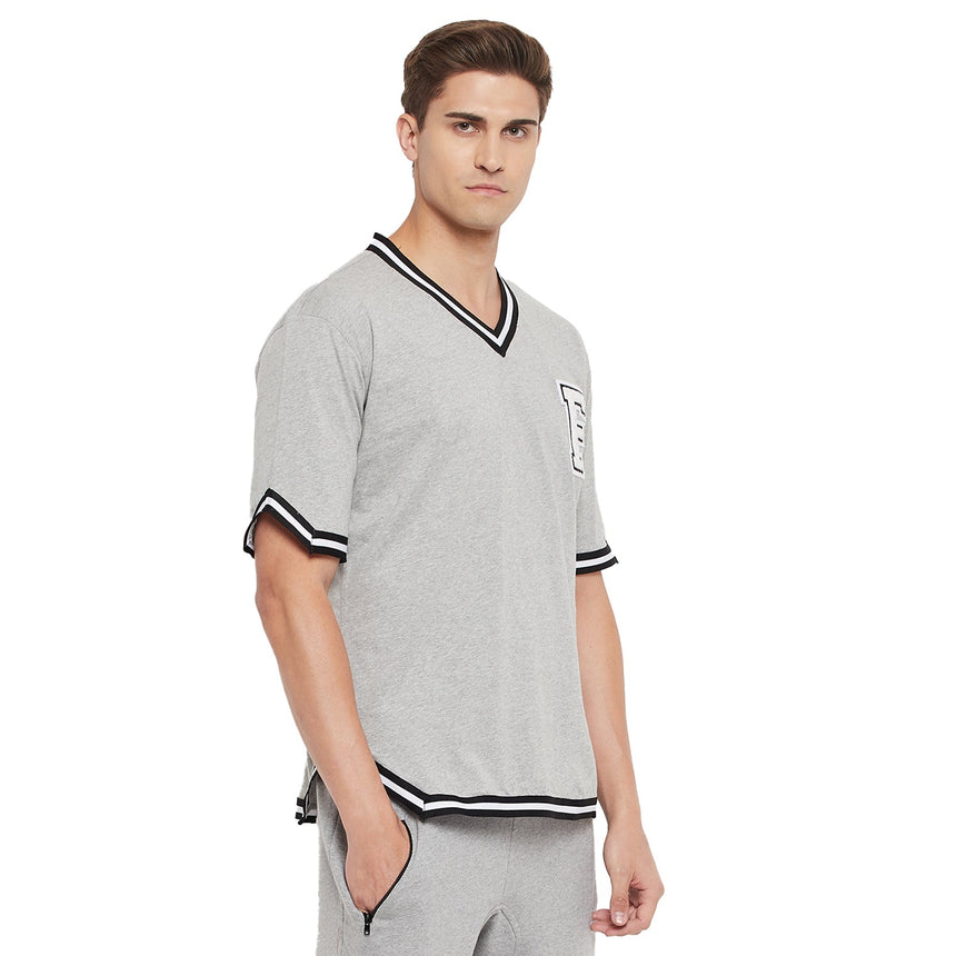 Grey Oversized Varsity Tee T-shirts Fugazee 