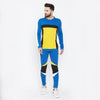 Electric Blue Cut and Sew Sweatshirt and Sweatpants Combo Jogsuit Suits - Fugazee