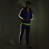 Blue Neon Reflective Taped Sweatshirt and Sweatpants Combo Jogsuit Suits - Fugazee