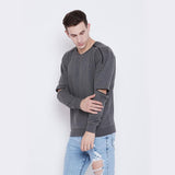 Charcoal Elbow Zipped Sweatshirt Sweatshirts - Fugazee