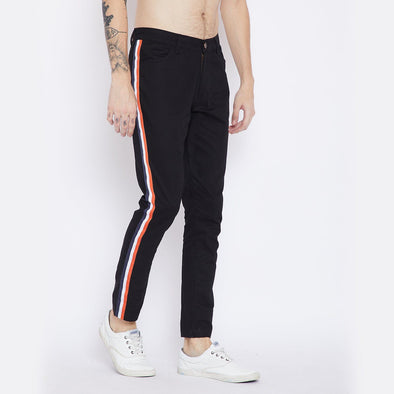 Black Taped Chinos Trousers - Fugazee