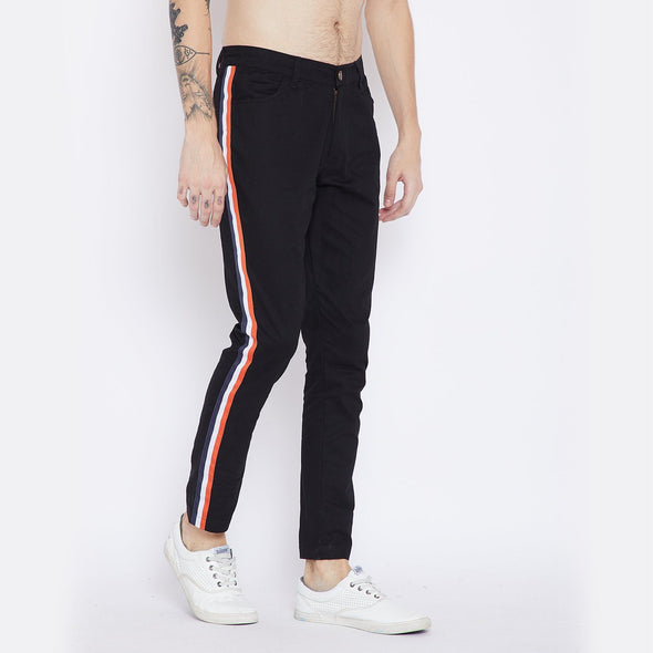 Black Taped Chinos Trousers - Fugazee